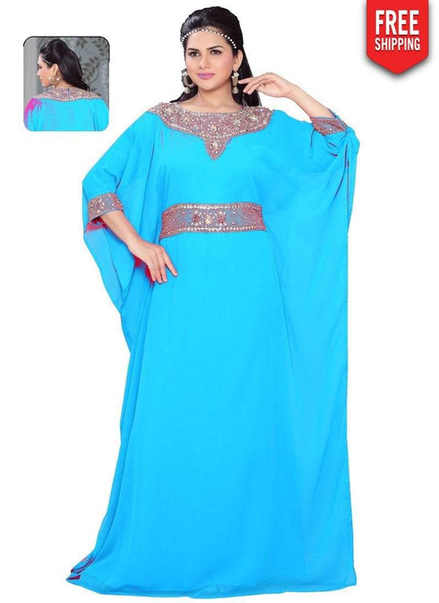 Farasha Style Kaftan With Designer Waist Belt
